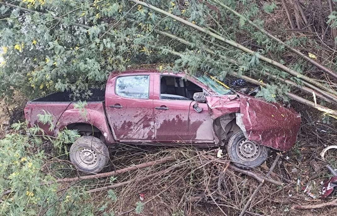 Violento robo en Valdivia terminó con vehículo sustraído chocado a un costado del río Cruces en Lanco